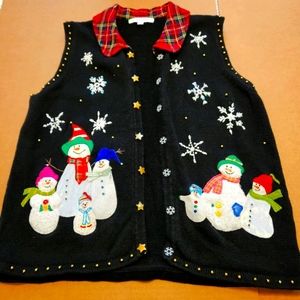 Vintage Christmas Vest, Large, Black
